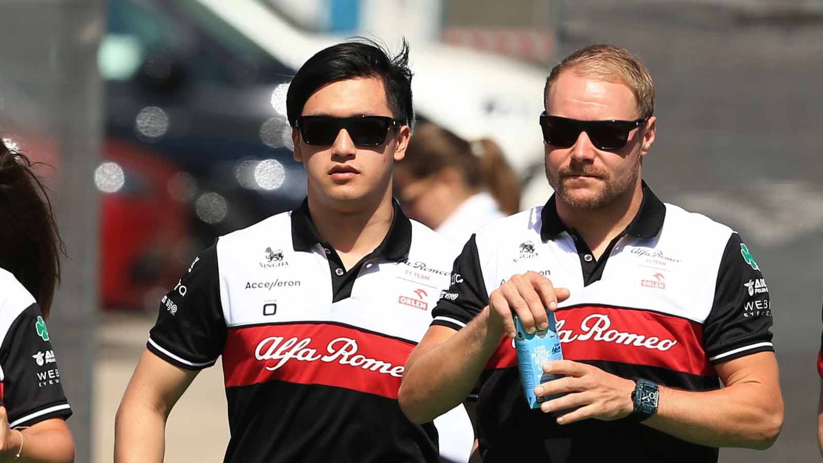 zhou guanyu valtteri bottas walk barcelona planetf1